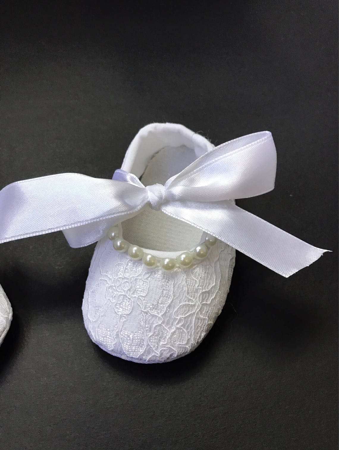 Girl Christening White Lace Crib Shoes Baby White Ballerina Etsy