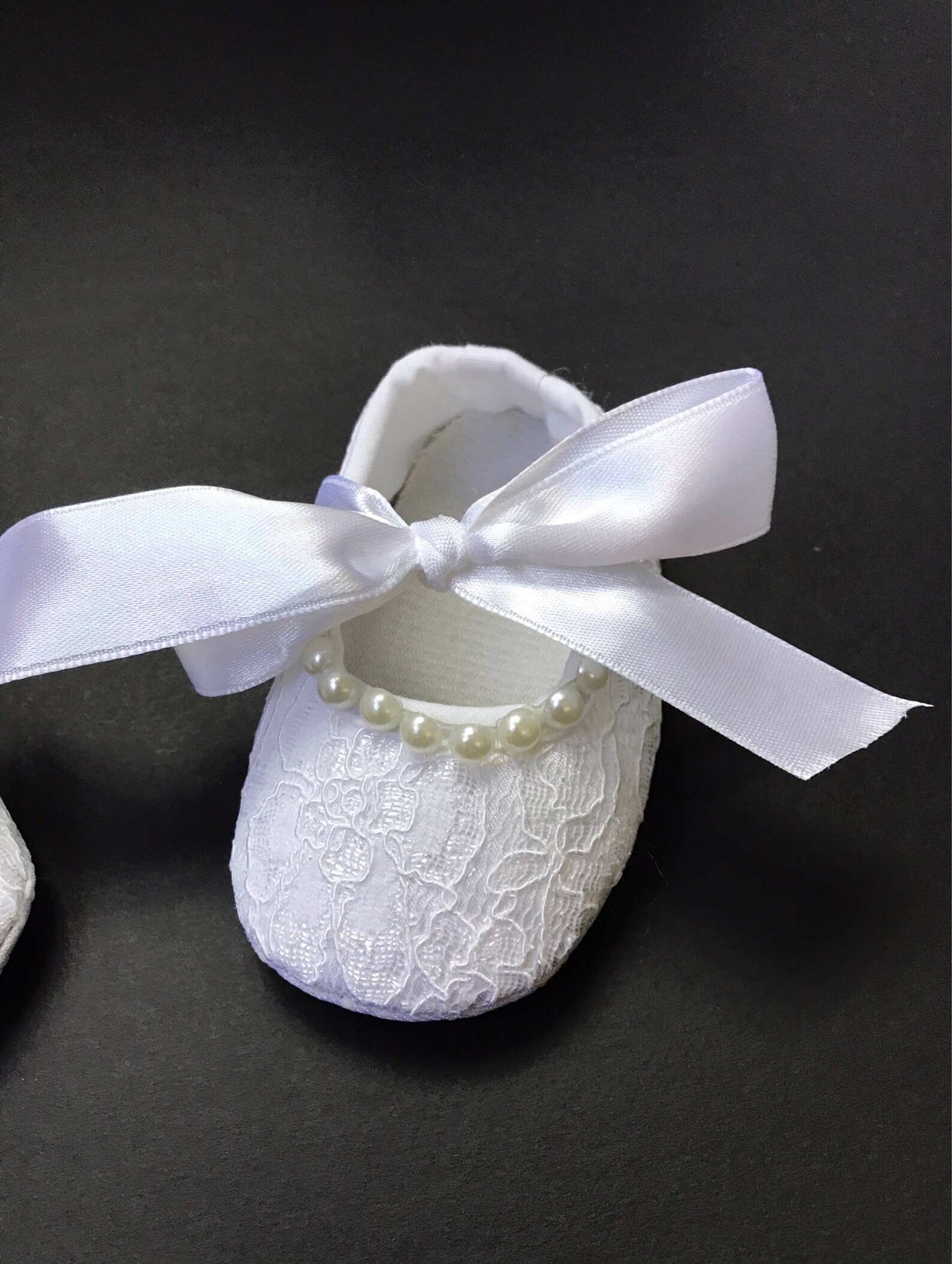 Girl Christening White Lace Crib Shoes Baby White Ballerina Etsy
