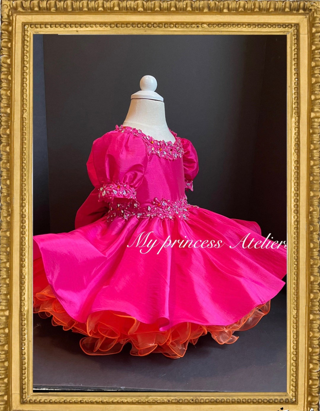 Natural Fuchsia Pageant Dress/ Girl Couture Dress/ Taffeta Fuchsia ...