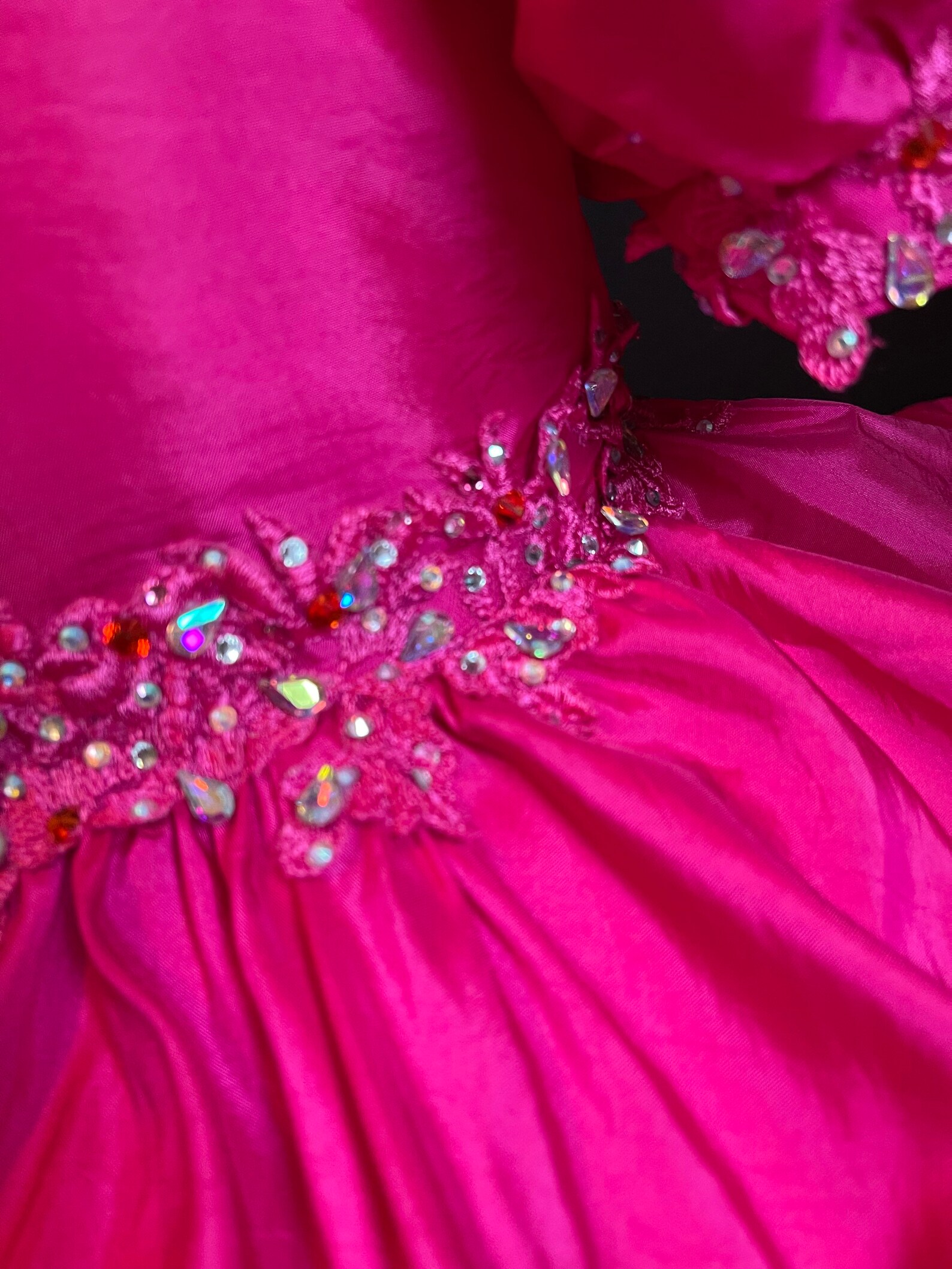 Crystals Fuchsia Layered A-Line Miss Teen Pageant Dress main image 1