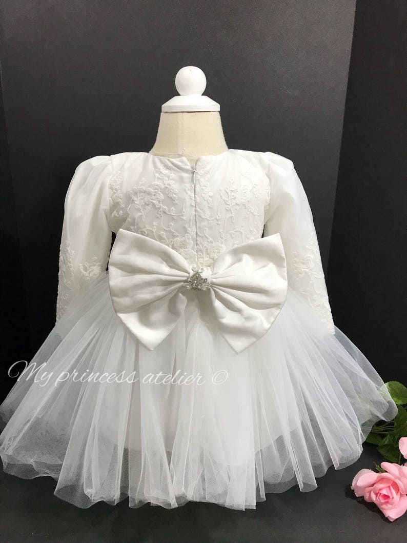 Baby Girl Christening Dress Lace Baptism Dress Long Sleeve Etsy