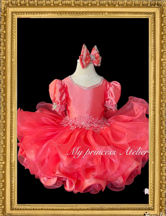 Girl Natural Pageant Dress Girl Coral Birthday Dress Coral
