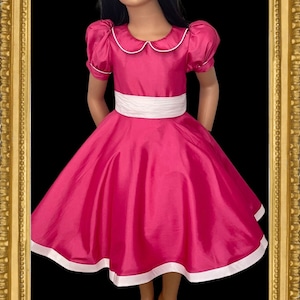 Hot Pink Natural Pageant Dress, Toddler Pageant Dress,Interview Girl Dress, Girl Birthday Dress, Princess National Pageant Girl.