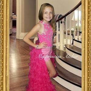 Couture fashion pageant dress, fun fashion romper skirt, hot pink pageant romper, fuchsia birthday outfit, Barbie inspired birthday outfit