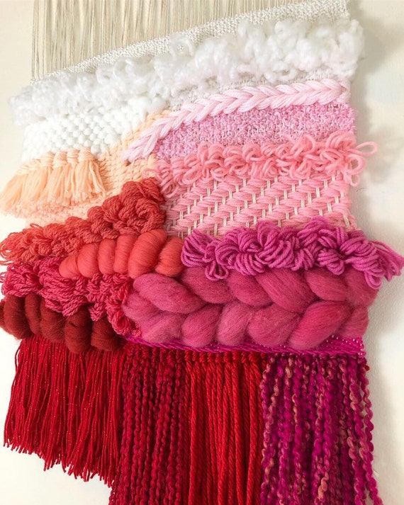 Pink woven wall hanging sale