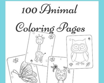 Hojas para colorear de animales - 100 páginas imprimibles, descarga instantánea PDF