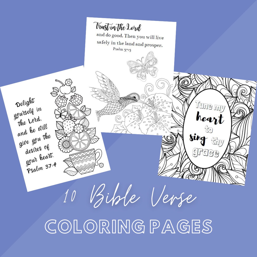 Bible Verse Coloring Pages 10 Instant Download PDF Printable - Etsy