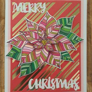 Poinsettia de Noël Rayures Rose