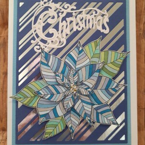 Poinsettia de Noël Rayures Bleu