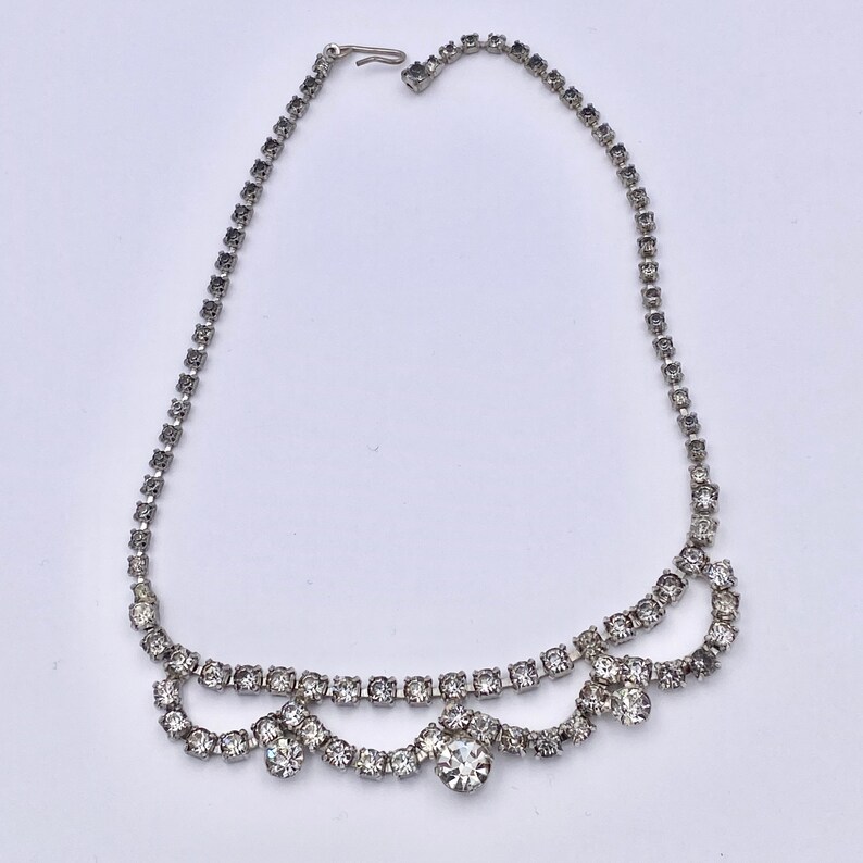 1940s Festoon Rhinestone Choker Vintage Necklace