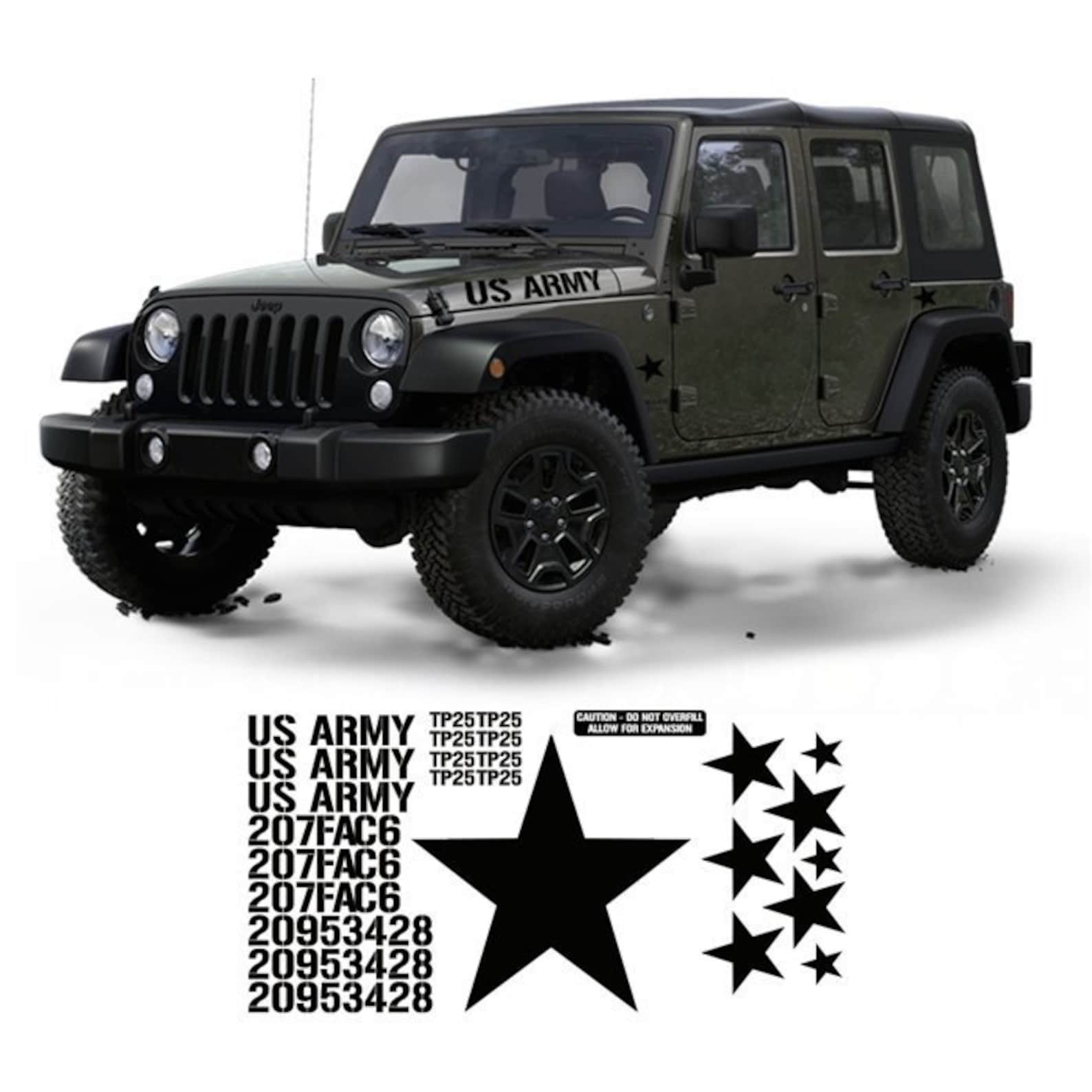 US Army Jeep Decal Kit Stickers Military Stars Kit Jeek Etsy