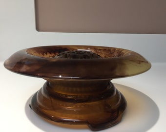 Art Deco Davidson Amber/Brown Cloud Glass Posy/Flower Bowl