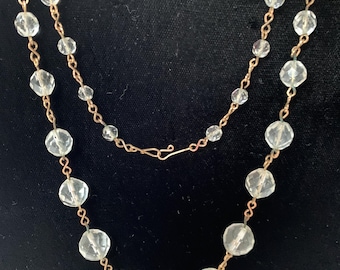 1940s  Graduated Glass Bead Necklace with Goldtone links