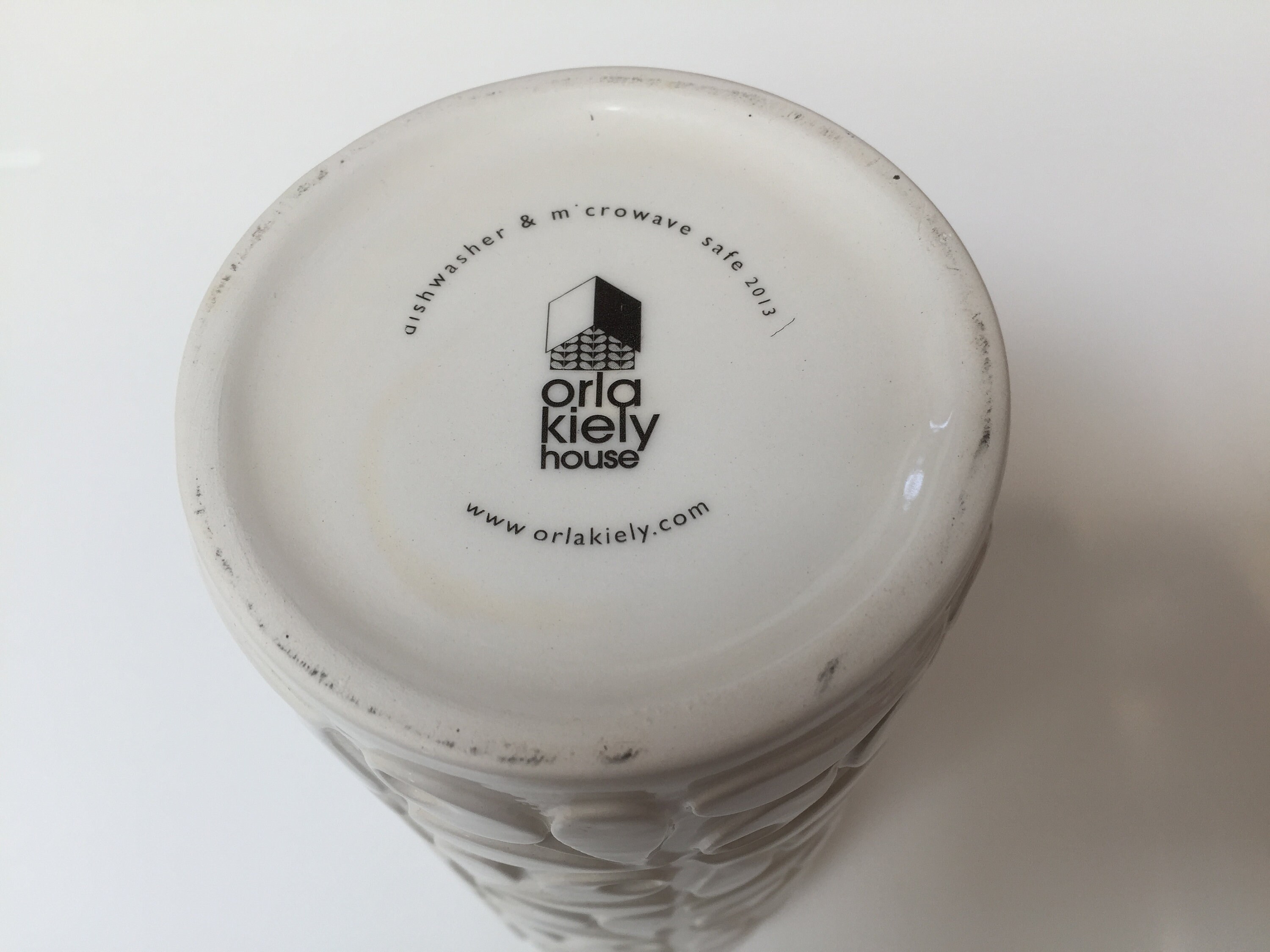 Orla Kiely Small Acorn Vase in White and Mustard Yellow with Etsy