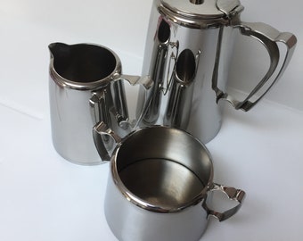Olde Hall 'Dorchester' Bright Finished Chrome Hot Coffee/Water Pot, Sugar Bowl and Milk Jug