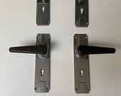 Four Art Deco Chrome Door Handles with Bakelite Handles