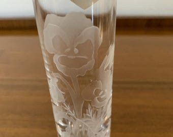 1980s Stuart Crystal Pansy Glass Bud Vase