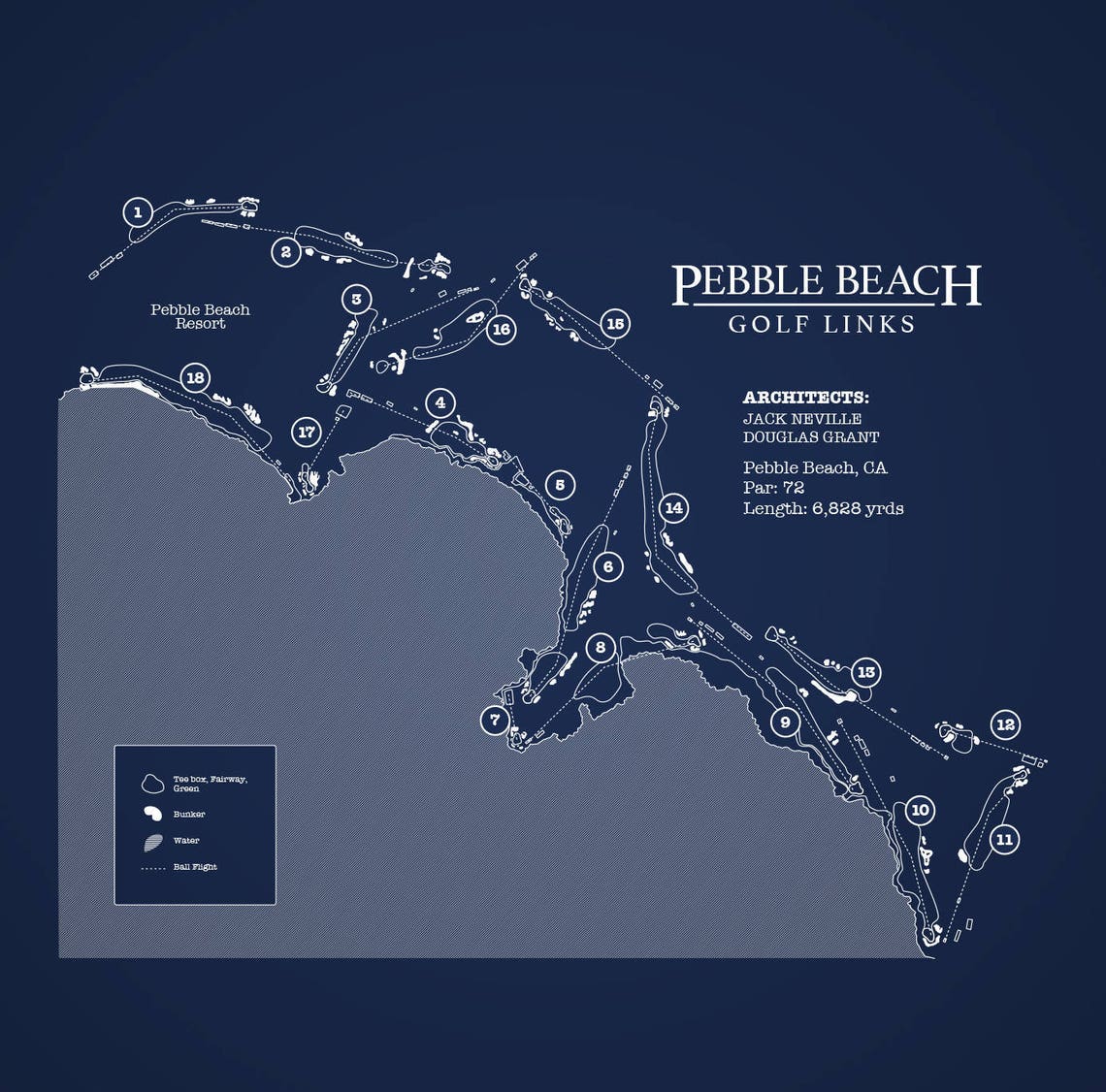 Pebble Beach Golf Links Course Map Digital Download (Download Now) Etsy