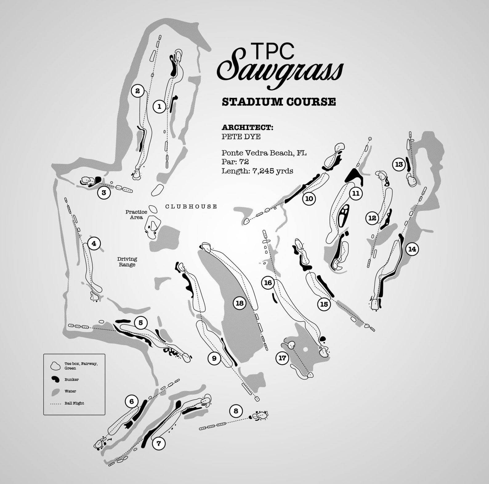 TPC Sawgrass Stadium Course Map B W Digital Download Etsy UK