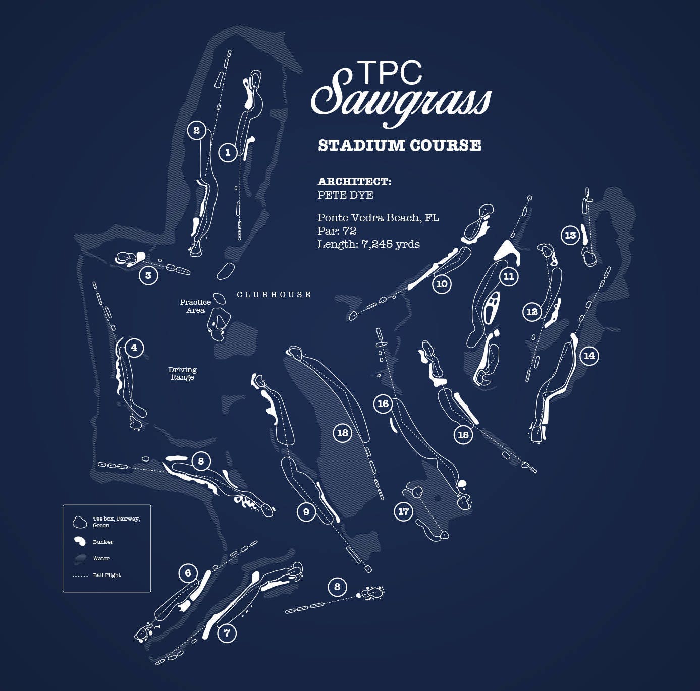 TPC Sawgrass Stadium Course Map Digital Download Etsy