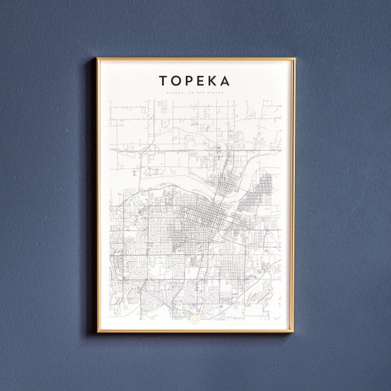 Topeka Kansas Topeka Map Topeka Print Topeka Wall Art Etsy