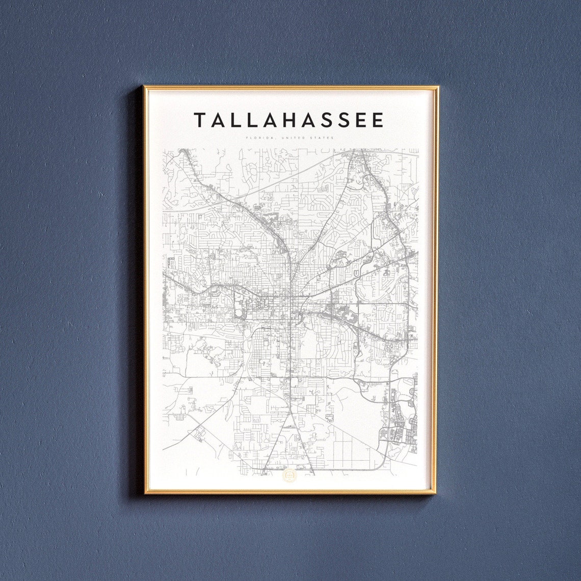 Tallahassee Florida Tallahassee map Tallahassee print Etsy