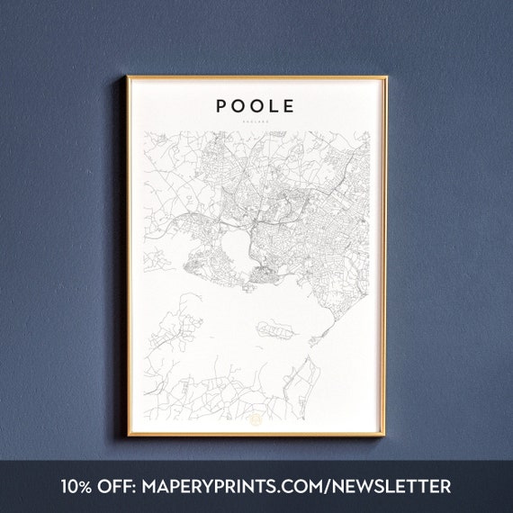 POOLE Map Print Dorset England Wall Art Poster City Map Wall Decor A3 A2 A1