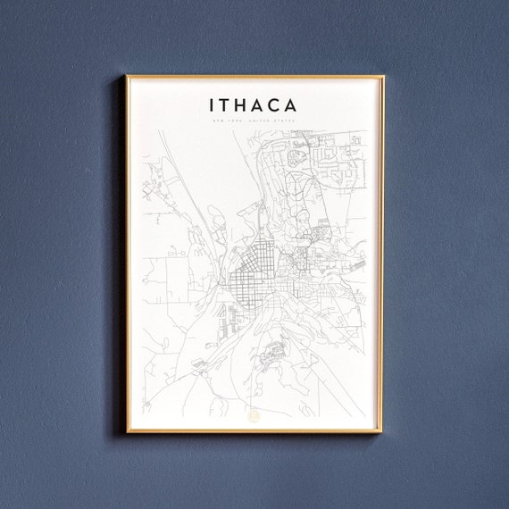 Ithaca New York Ithaca Map Ithaca Print Ithaca Wall Art Etsy