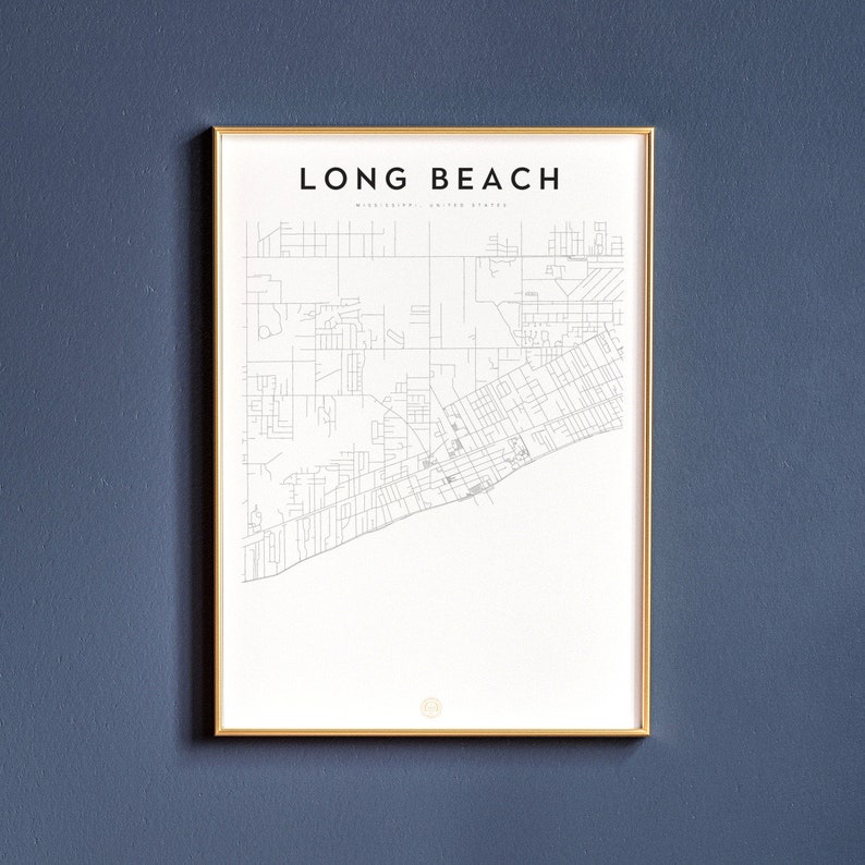 Long Beach Mississippi Long Beach Map Long Beach Print Etsy