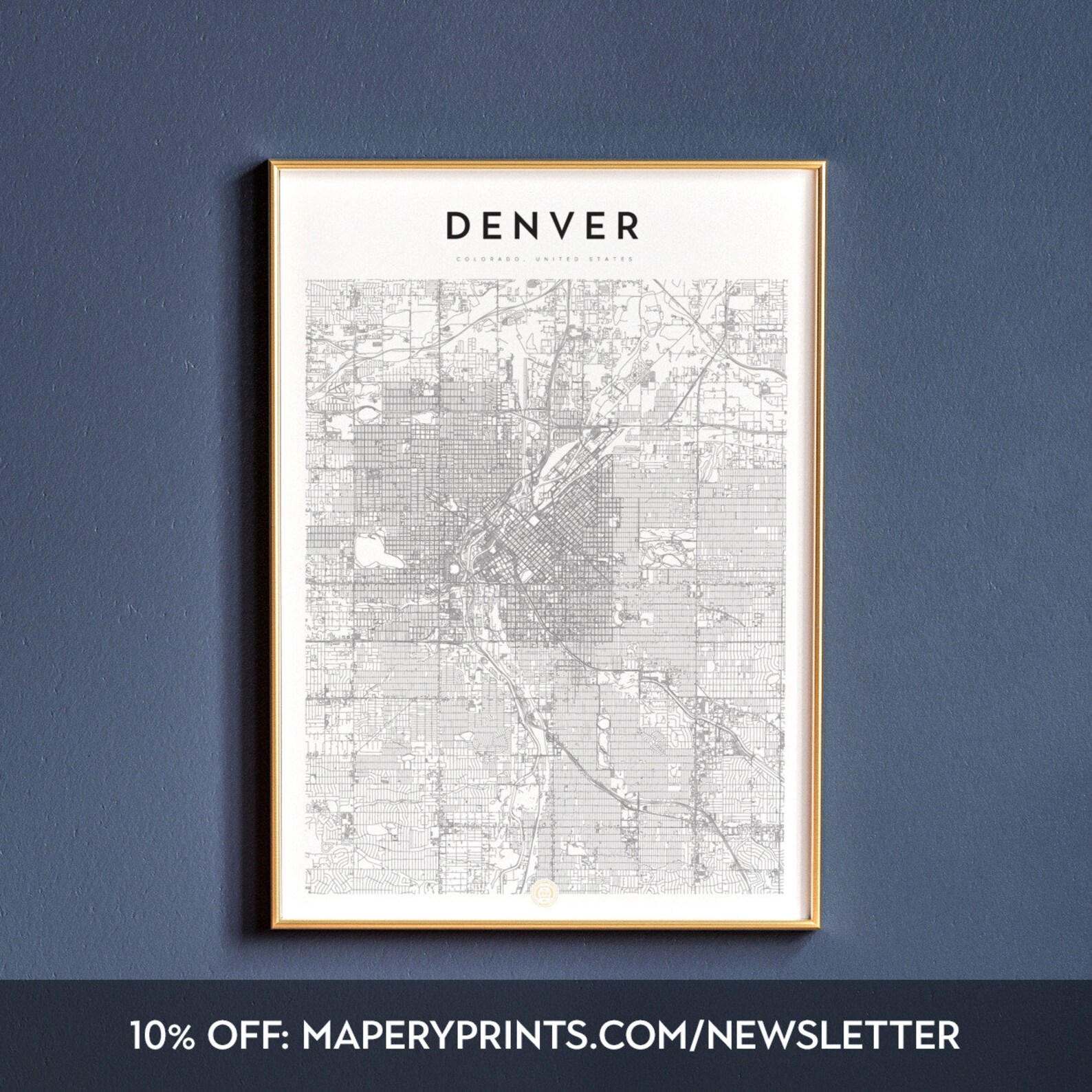 Denver Colorado Denver map Denver print Denver wall art Etsy