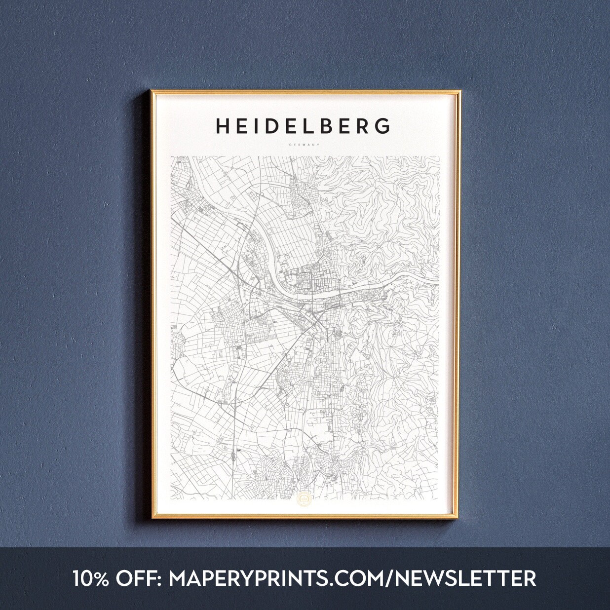 Heidelberg Germany Heidelberg map Heidelberg print | Etsy