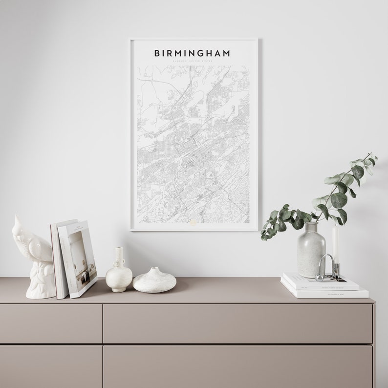 Birmingham Alabama Birmingham map Birmingham print image 0