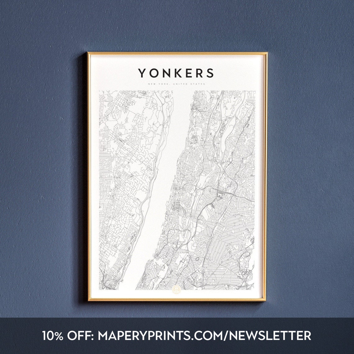 Yonkers New York Yonkers map Yonkers print Yonkers wall Etsy