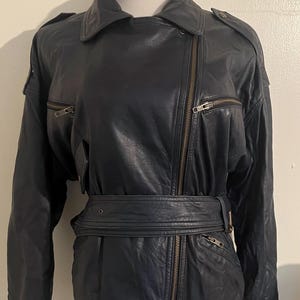 ジャケット・アウター 00s archive DKNY JEANS Leather Jacket DKNY Vintage Leather Black Biker Motorcycle Painted Club 1993
