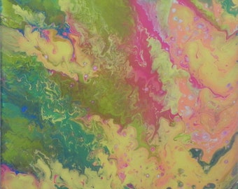 Sunshine Green - Fluid Art Acrylic Painting