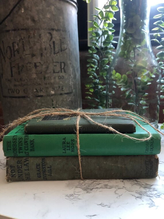 Vintage Book Stack Rustic Book Decor Antique Books for Etsy