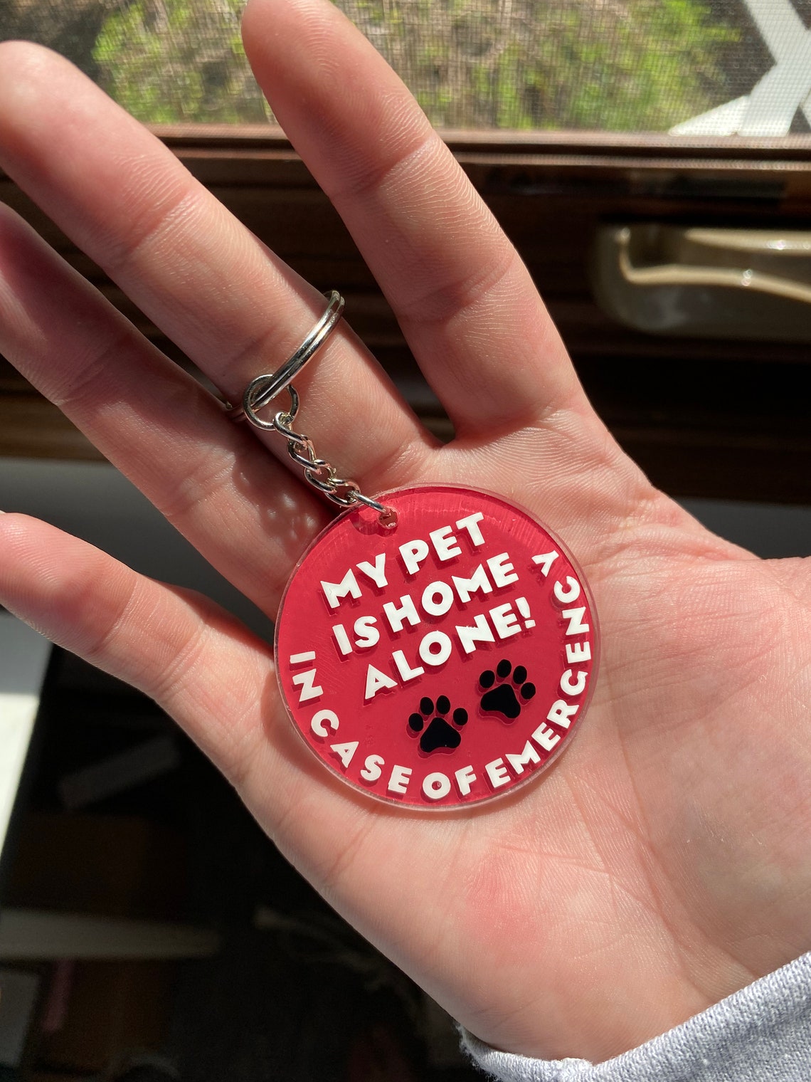 In Case of Emergency Pet Home Alone Keychain Cat Dog Help Care Etsy