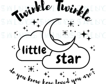 Twinkle Twinkle Little Star SVG Sai quanto sei amato? File di taglio in formato SVG disegni vettoriali stampabili file digitale per la decorazione della camera dei bambini