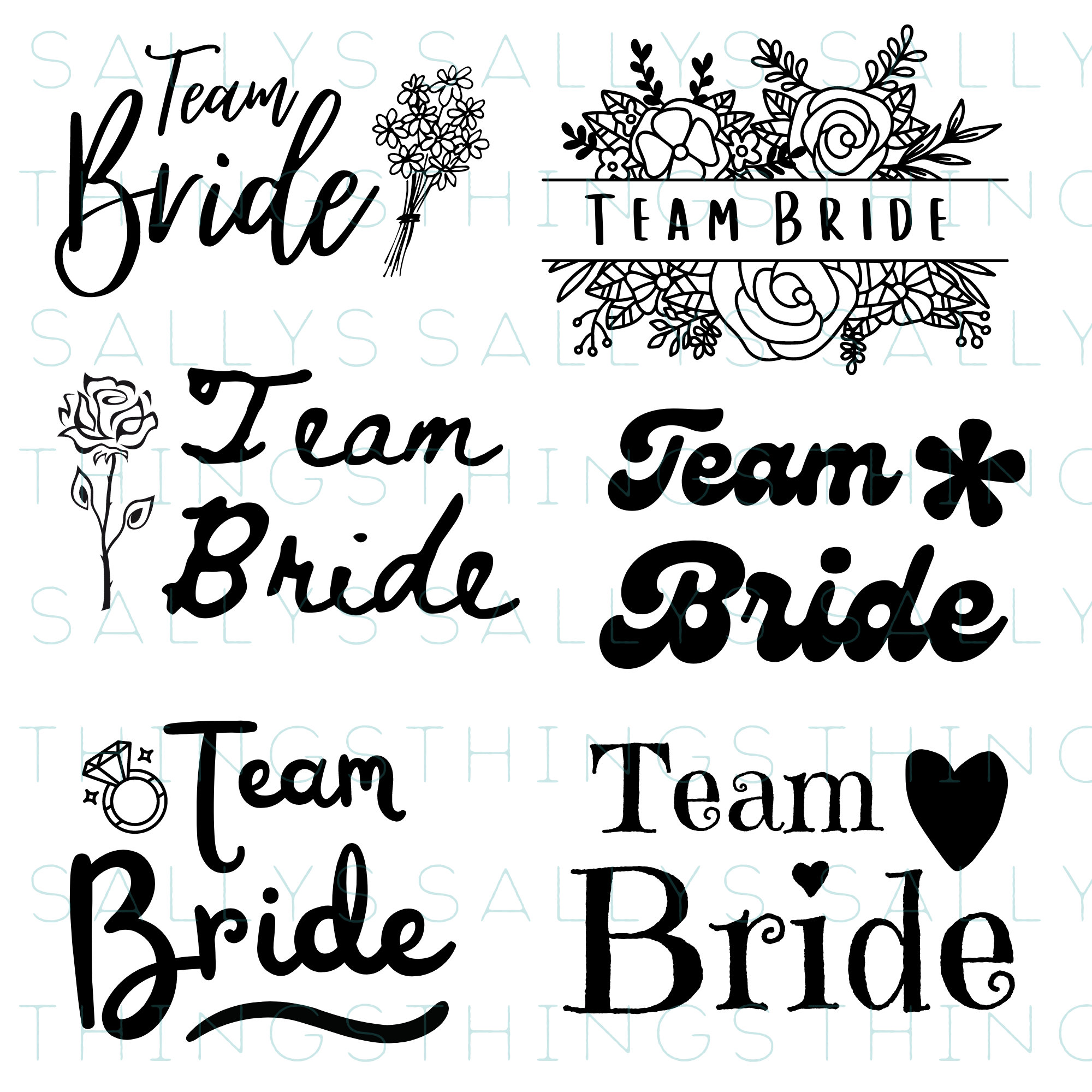 Team Bride Bachelorette Bridal Party SVG Cricut Files Wedding Party ...