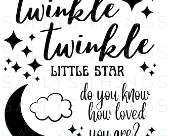 Twinkle Twinkle Little Star SVG Sai quanto sei amato? File di taglio SVG stampabili disegni vettoriali file digitali di arredamento della stanza della scuola materna