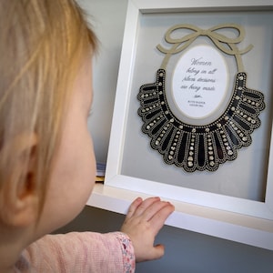 RBG Tribute Dissent Collar Papercut in 8&quot; x 10&quot; Shadowbox with Quote