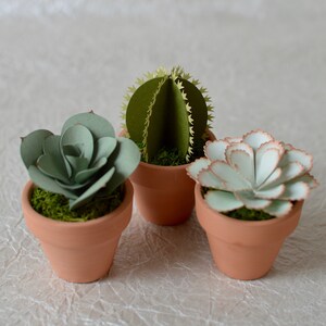 Mini Paper Succulent in Terracotta Pot - Echeveria - Paper Succulents - Paper Cactus - Mini Succulents - Succulent Decor - Cactus Decor image 2