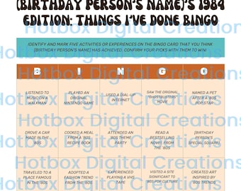 Rewind & Celebrate: Juego de fiesta de cumpleaños de 1984 (personalizable)