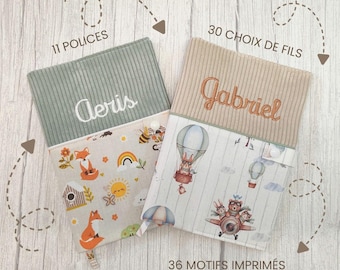 Protège carnet de santé prénom bébé, enfant PERSONNALISABLE & BRODÉE • VELOURS • Choix multiples