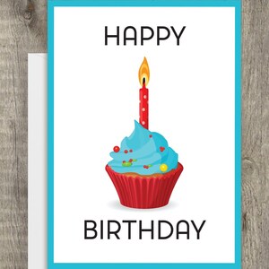 Cupcake with Candle Birthday Card | Single Card | Blank Inside