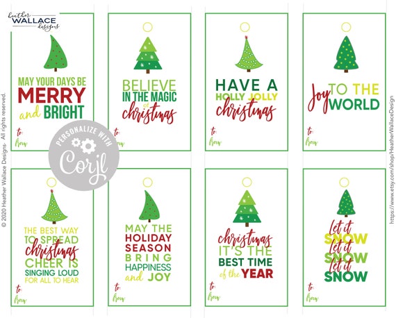 Printable Whimsical Christmas Tree Gift Tags >>>Instant Digit –  Chevelly Designs