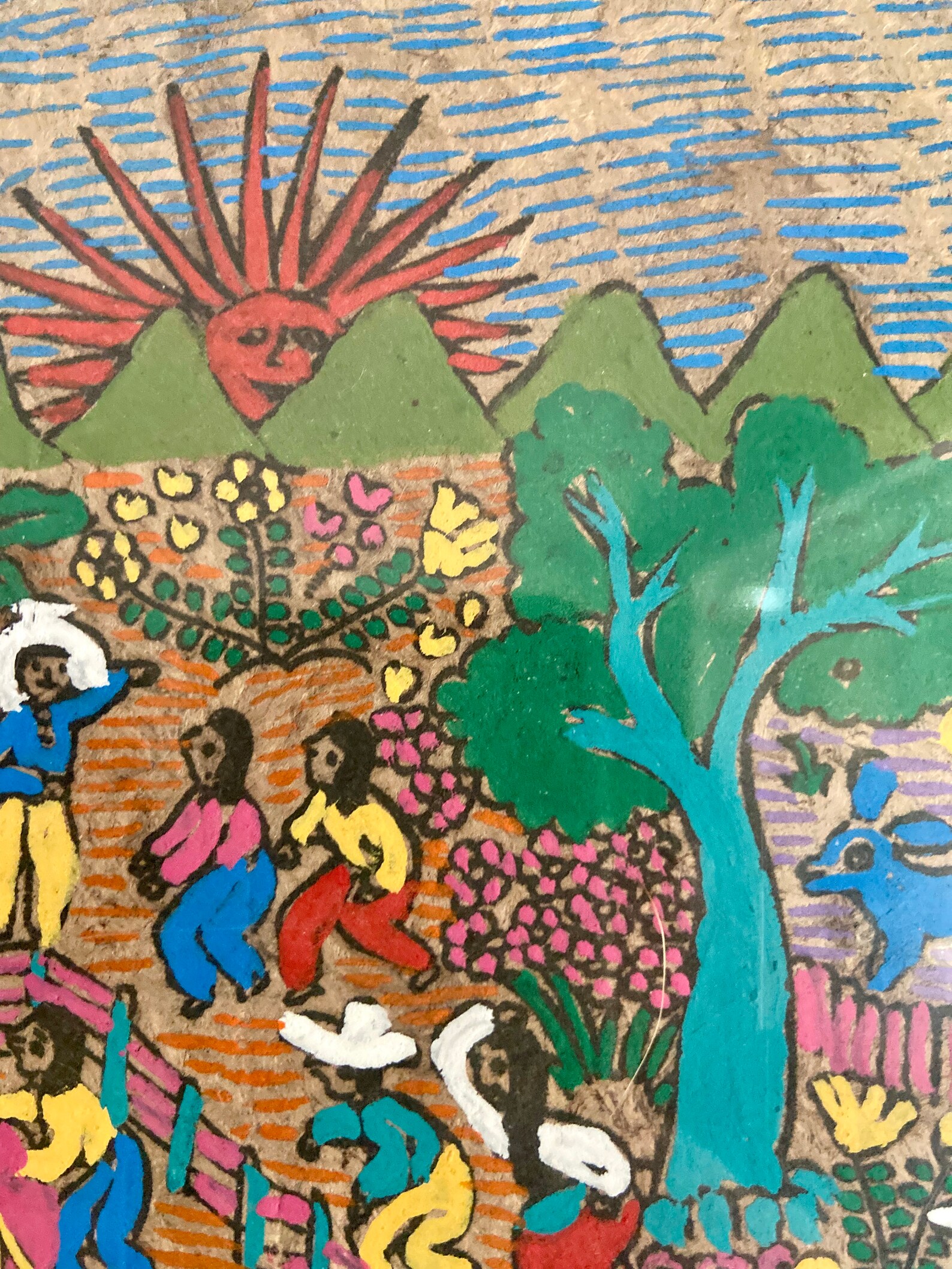 Rare Signed Bark Painting Large Mexican Folk Art Etsy