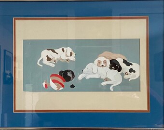 Sleepy Puppies Jacqueline Rochester Original Watercolor Signed