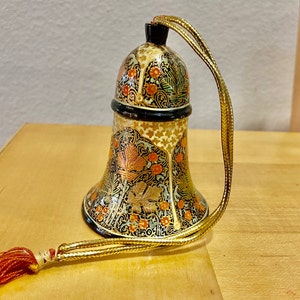 Vintage Lacquer Kashmiri Art Hand Painted Bell That Rings