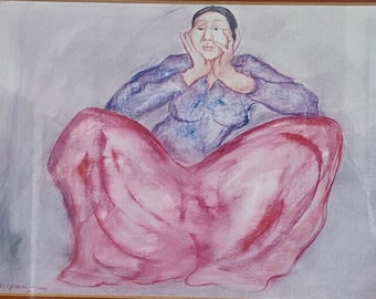 Gorman Famed Print ""Suzi"" in Pink- und Blautönen."